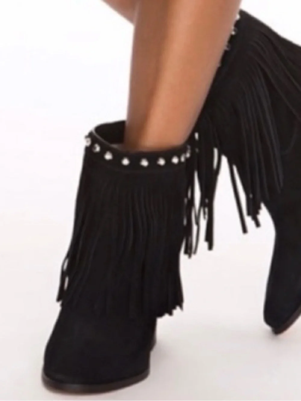 Fringe Studded Ankle Boots - Black Michael kors 7 m